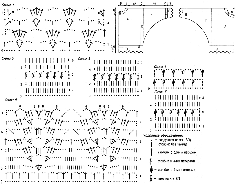 Вязанные туники крючком со схемами